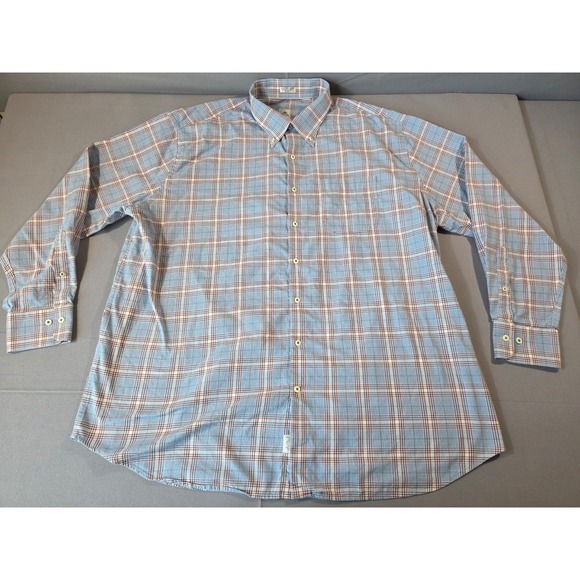 Peter Millar Other - Peter Millar Shirt Mens 2 Extra Large Blue Plaid Golf Office Dress Wool Blend